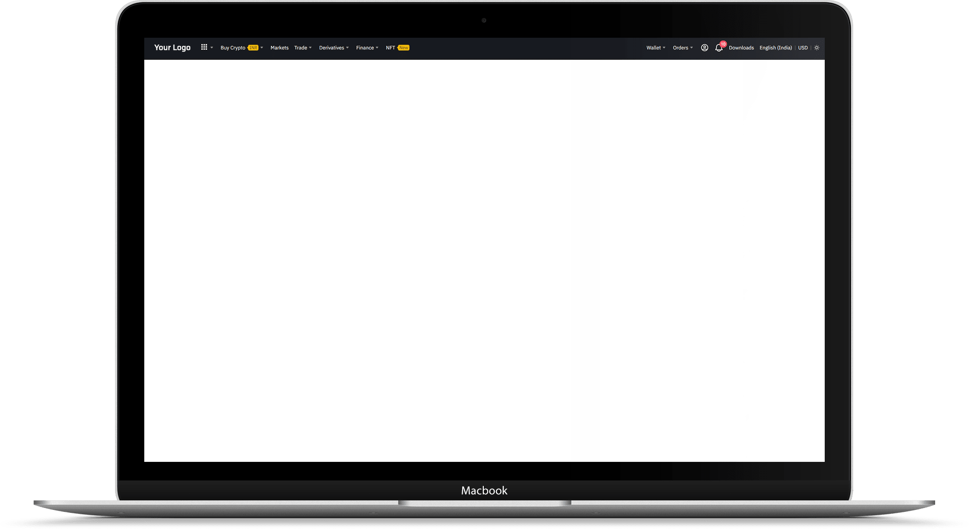 binance clone laptop front view