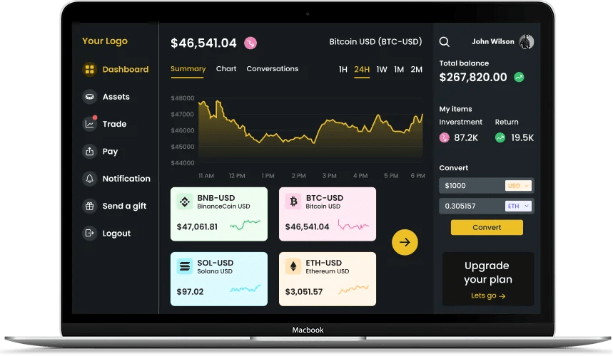 Binance clone script dashboard overview