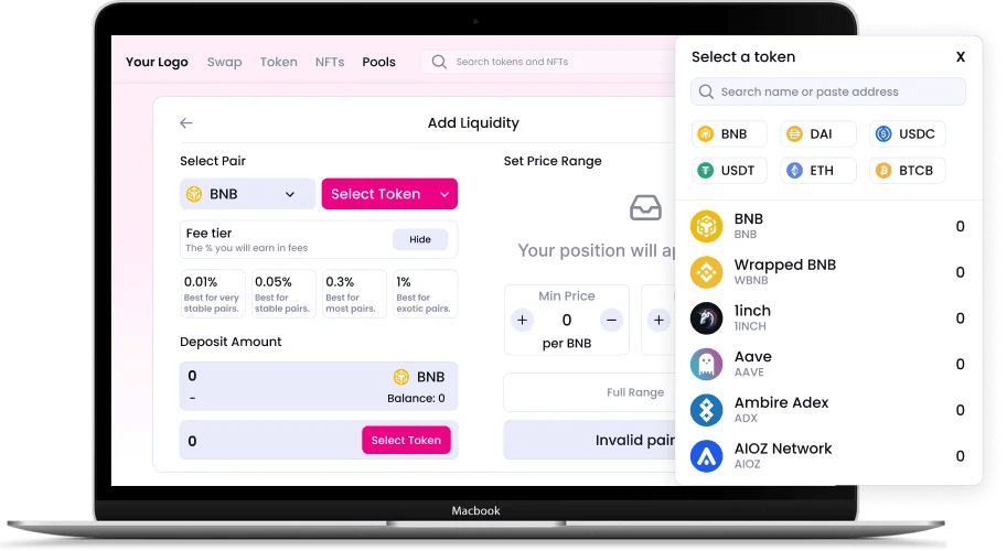 Uniswap clone script dashboard overview